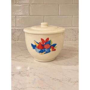 Vtg Calico Fruit Universal Potteries Ceramic Bowl With Lid